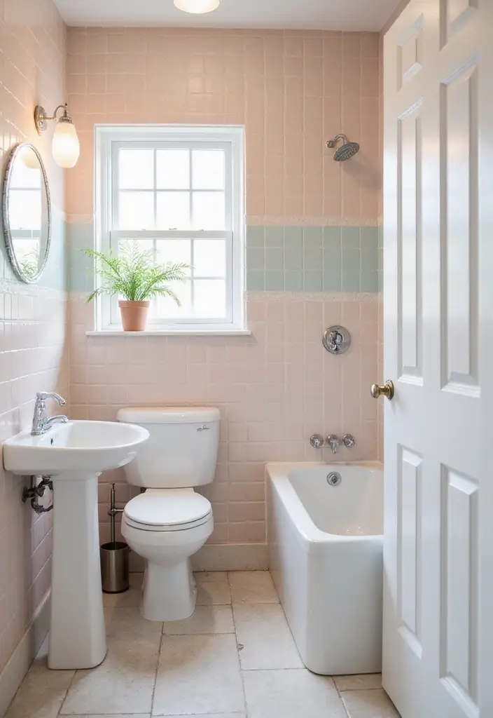 30+ Small Bathroom Tile Ideas That Look Spacious 18 30+ Small Bathroom Tile Ideas That Look Spacious - 18. Soft Pastels