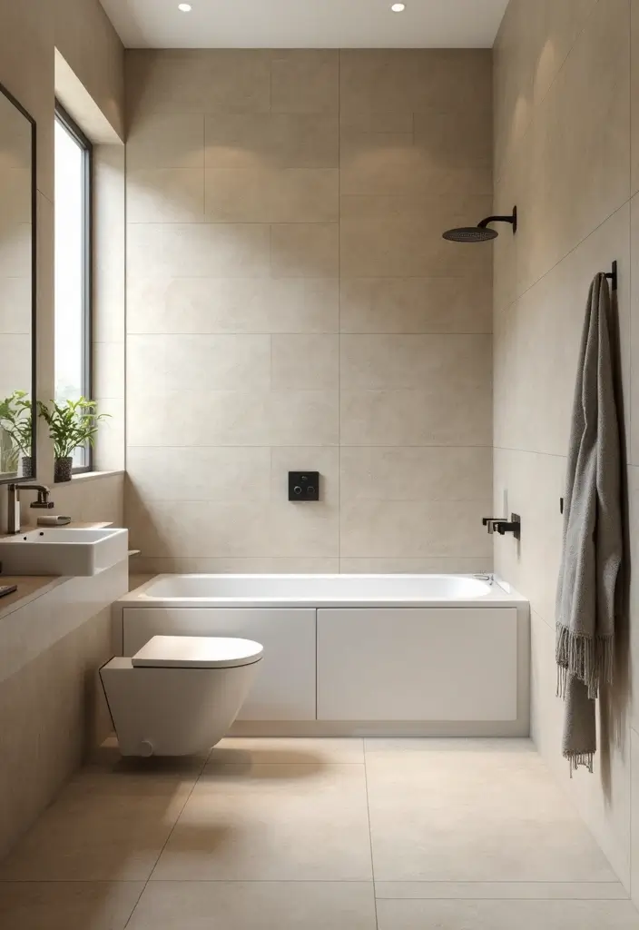 30+ Small Bathroom Tile Ideas That Look Spacious 2 30+ Small Bathroom Tile Ideas That Look Spacious - 2. Large Format Tiles