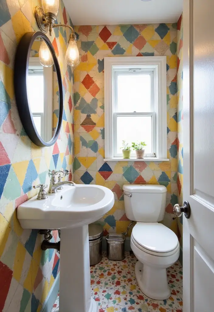30+ Small Bathroom Tile Ideas That Look Spacious 20 30+ Small Bathroom Tile Ideas That Look Spacious - 20. Multi-Color Tiles