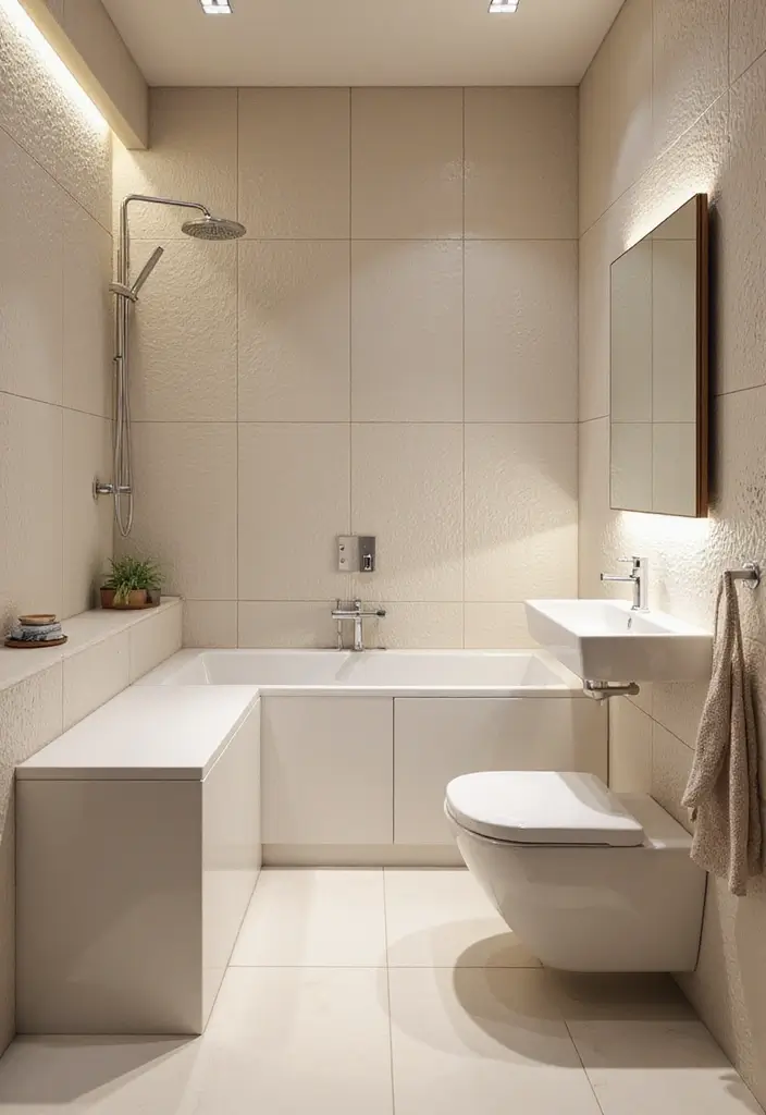 30+ Small Bathroom Tile Ideas That Look Spacious 23 30+ Small Bathroom Tile Ideas That Look Spacious - 23. Soft Textured Wall Tiles