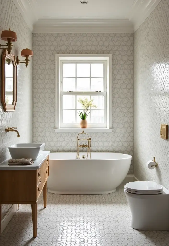 30+ Small Bathroom Tile Ideas That Look Spacious 26 30+ Small Bathroom Tile Ideas That Look Spacious - 26. Lattice Pattern Tiles