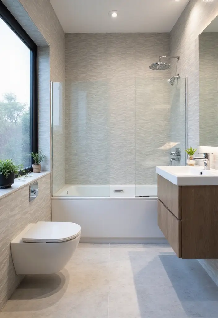 30+ Small Bathroom Tile Ideas That Look Spacious 27 30+ Small Bathroom Tile Ideas That Look Spacious - 27. Wavy Tiles