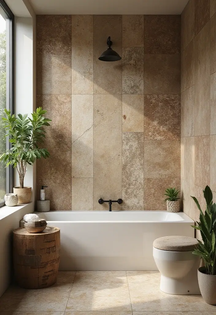 30+ Small Bathroom Tile Ideas That Look Spacious 28 30+ Small Bathroom Tile Ideas That Look Spacious - 28. Biophilic Design Tiles