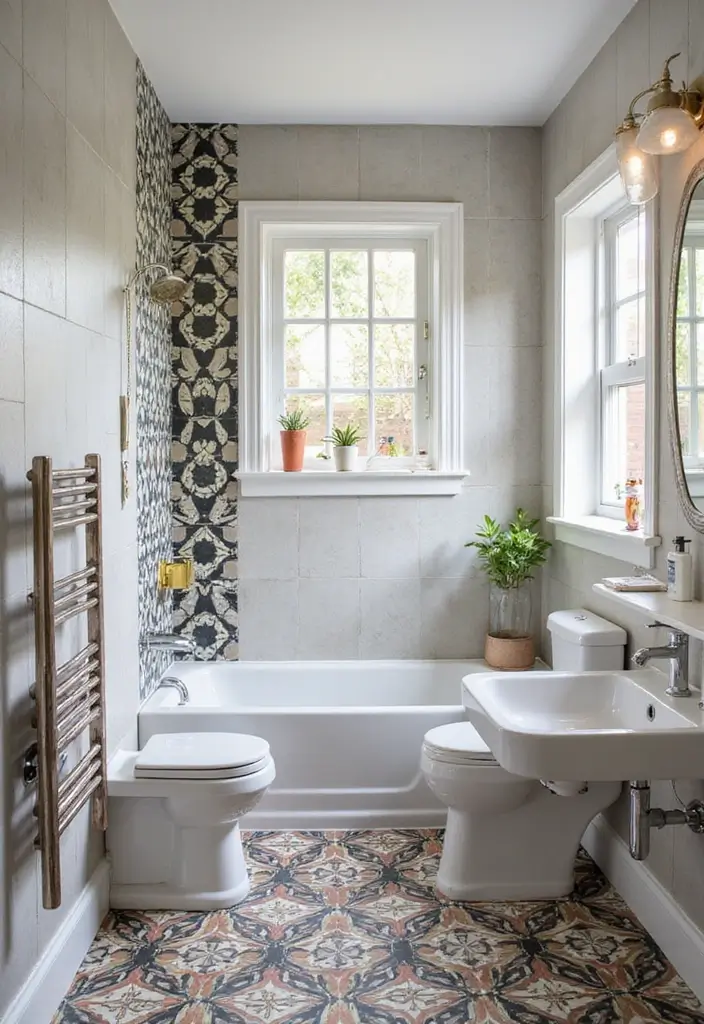 30+ Small Bathroom Tile Ideas That Look Spacious 4 30+ Small Bathroom Tile Ideas That Look Spacious - 4. Geometric Patterns