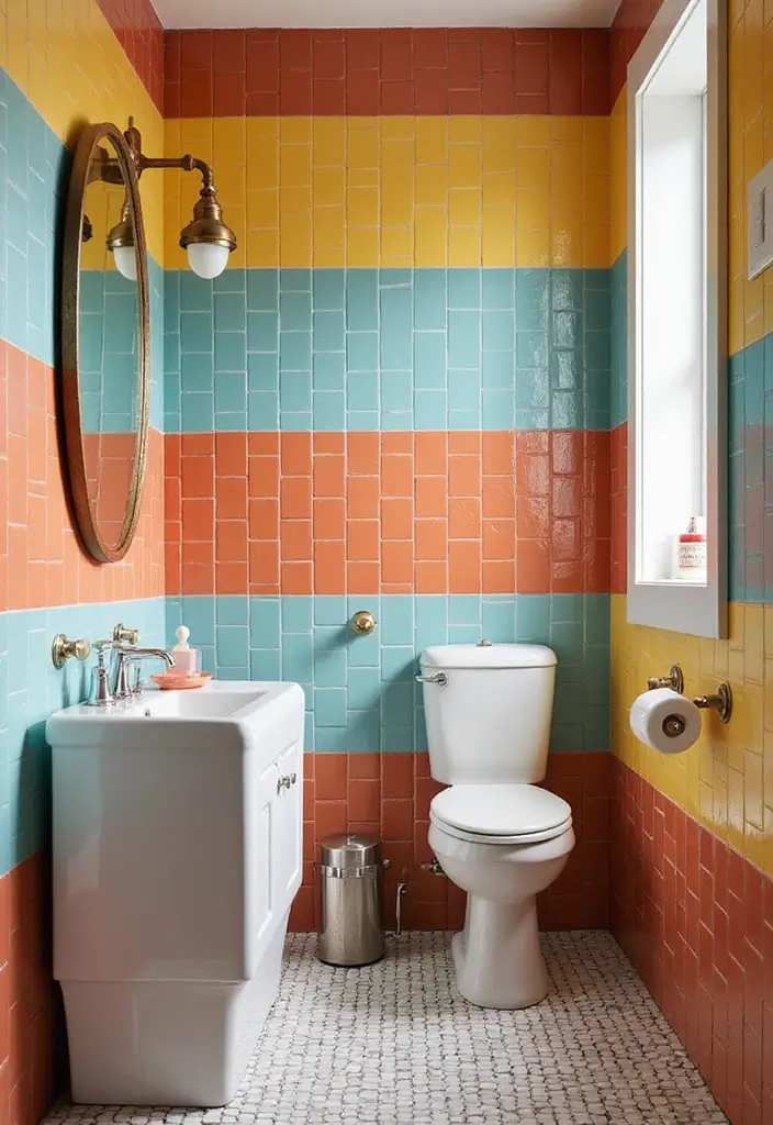 30+ Small Bathroom Tile Ideas That Look Spacious 7 30+ Small Bathroom Tile Ideas That Look Spacious - 7. Bold Color Blocks
