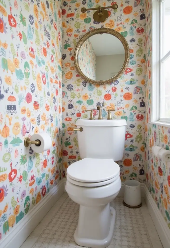 30+ Small Bathroom Wallpaper Ideas That Pop - 10. Whimsical Patterns