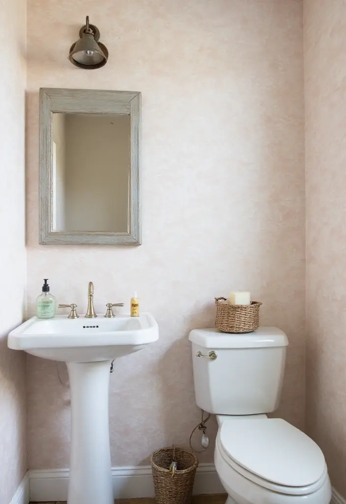 30+ Small Bathroom Wallpaper Ideas That Pop - 13. Artsy Brush Strokes