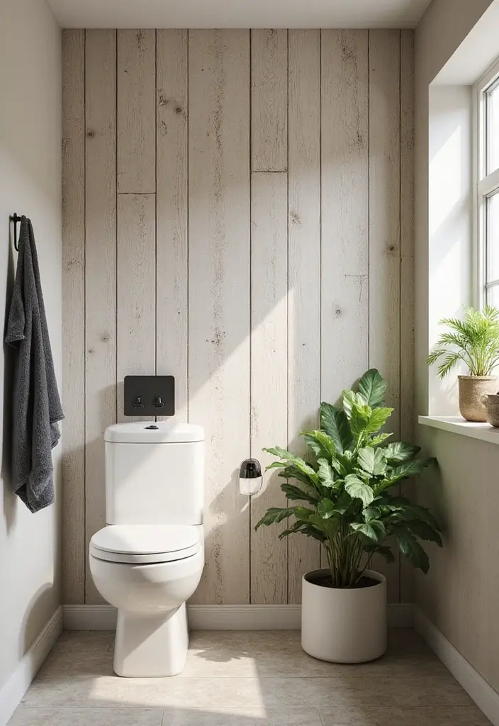 30+ Small Bathroom Wallpaper Ideas That Pop - 15. Rustic Wood Panels