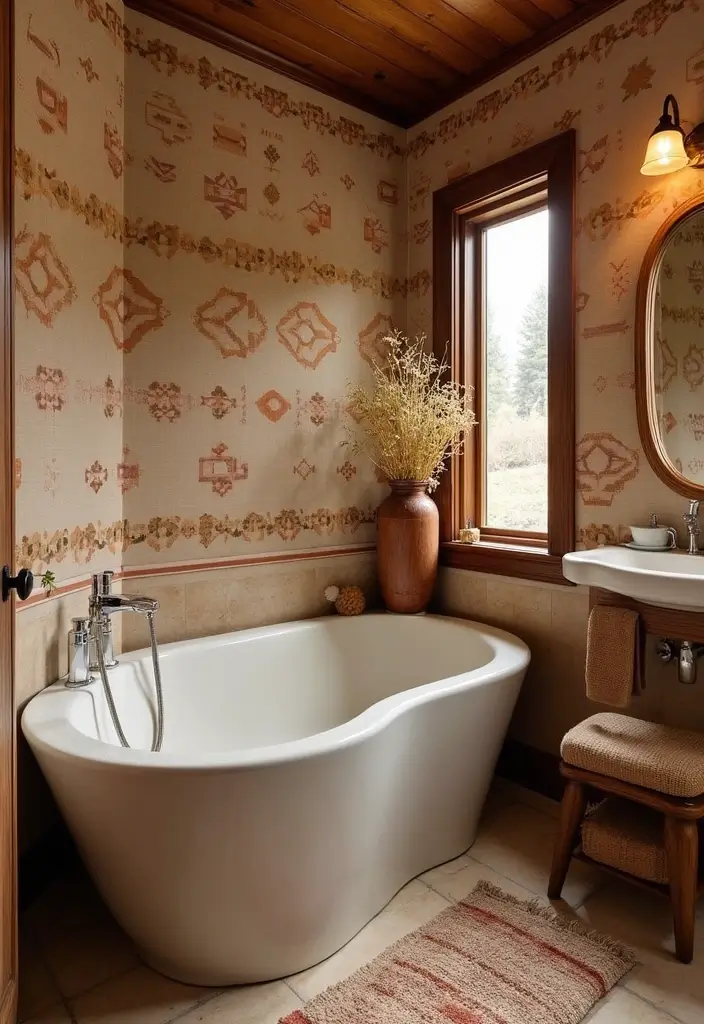 30+ Small Bathroom Wallpaper Ideas That Pop - 17. Southwestern Patterns