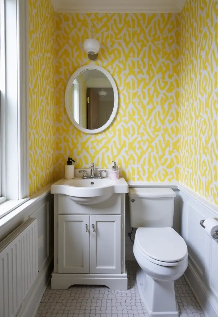 30+ Small Bathroom Wallpaper Ideas That Pop - 25. Fun Neon Patterns