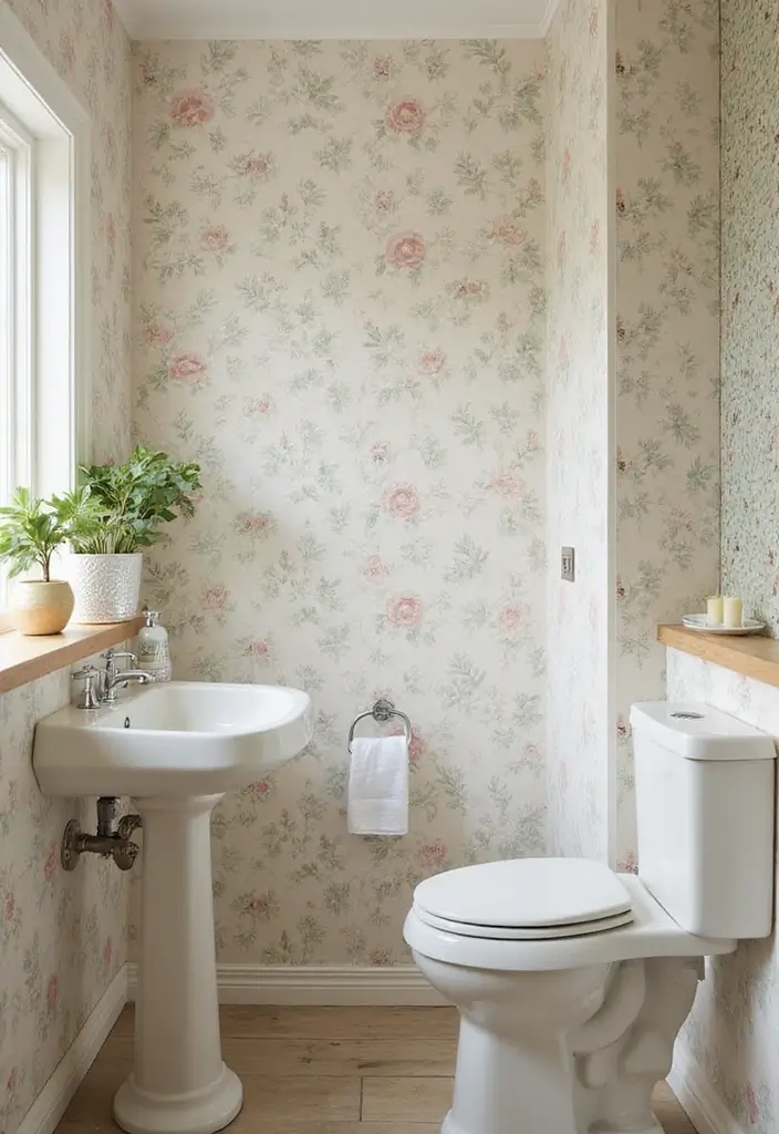 30+ Small Bathroom Wallpaper Ideas That Pop - 26. Subdued Pastels