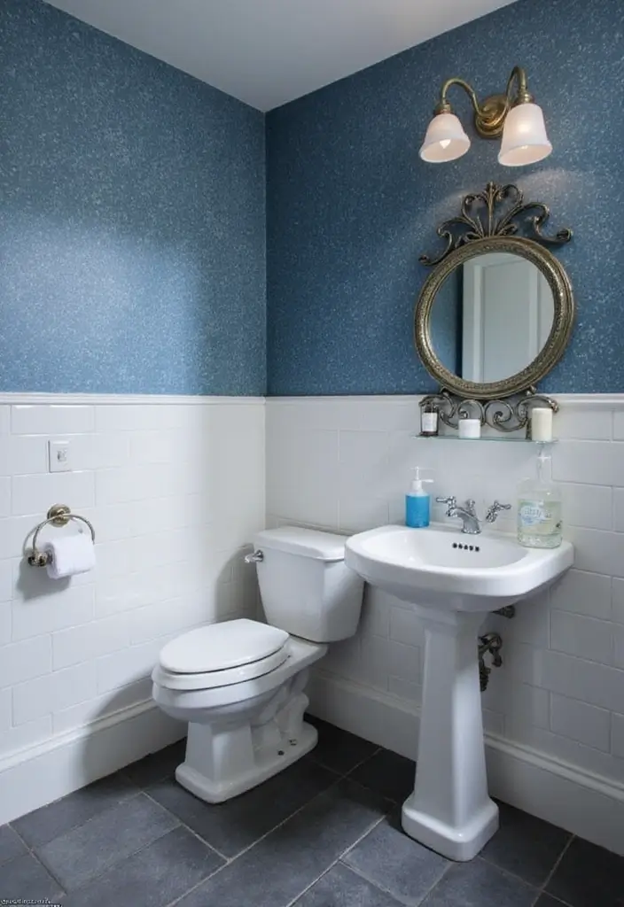 30+ Small Bathroom Wallpaper Ideas That Pop - 9. Monochromatic Magic