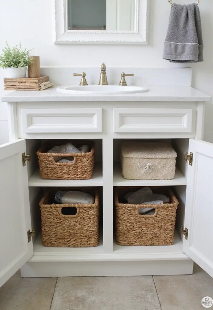 30+ Tiny Half Bathroom Ideas That Make a Big Impact 16 30+ Tiny Half Bathroom Ideas That Make a Big Impact - 16. Under Vanity Storage