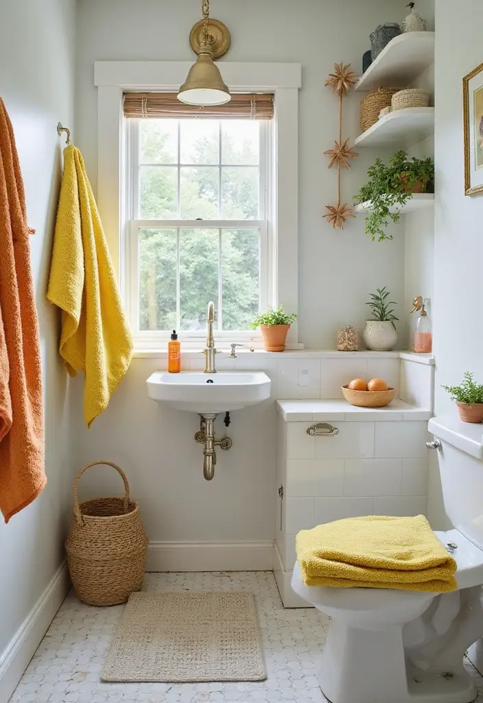 30+ Tiny Half Bathroom Ideas That Make a Big Impact 17 30+ Tiny Half Bathroom Ideas That Make a Big Impact - 17. Bright and Cheerful Color Pops