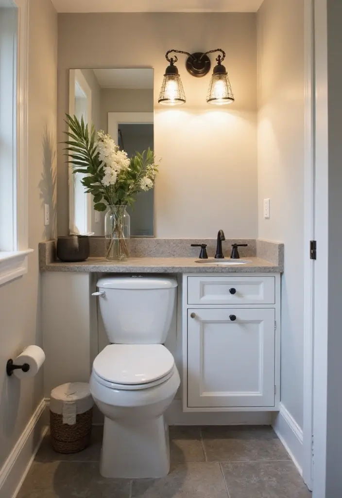 30+ Tiny Half Bathroom Ideas That Make a Big Impact 19 30+ Tiny Half Bathroom Ideas That Make a Big Impact - 19. Statement Lighting Fixtures
