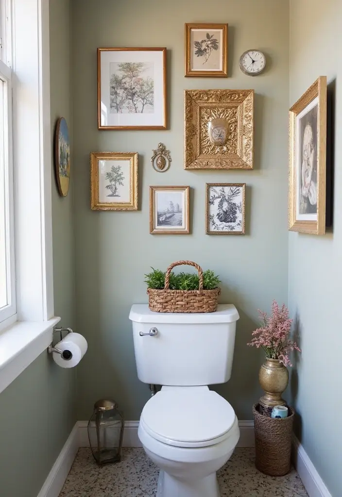 30+ Tiny Half Bathroom Ideas That Make a Big Impact 21 30+ Tiny Half Bathroom Ideas That Make a Big Impact - 21. Artistic Wall Art
