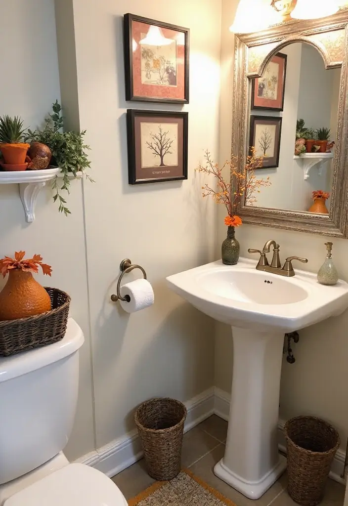 30+ Tiny Half Bathroom Ideas That Make a Big Impact 24 30+ Tiny Half Bathroom Ideas That Make a Big Impact - 24. Seasonal Decor Changes