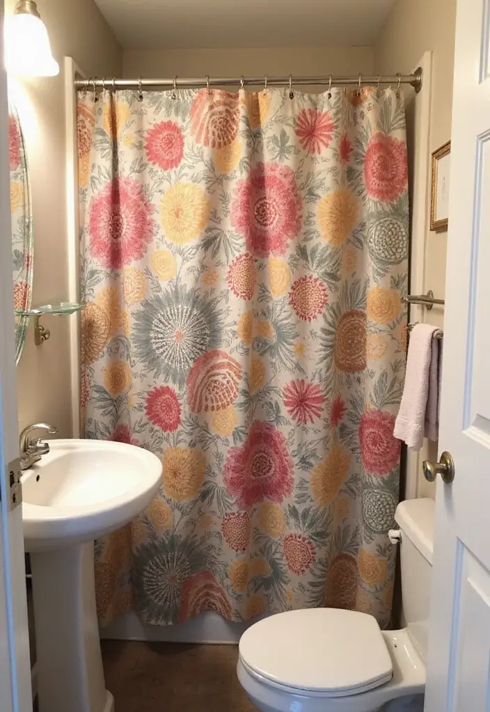 30+ Tiny Half Bathroom Ideas That Make a Big Impact 28 30+ Tiny Half Bathroom Ideas That Make a Big Impact - 28. Decorative Shower Curtains