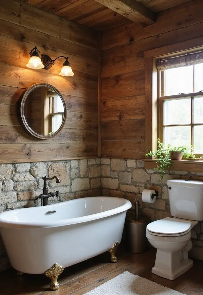 30+ Wallpaper Bathroom Ideas That Instantly Upgrade Your Space 13 30+ Wallpaper Bathroom Ideas That Instantly Upgrade Your Space - 13. Rustic Charm with Reclaimed Wood Patterns