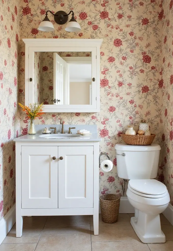 30+ Wallpaper Bathroom Ideas That Instantly Upgrade Your Space 16 30+ Wallpaper Bathroom Ideas That Instantly Upgrade Your Space - 16. Seasonal Patterns for Year-Round Freshness