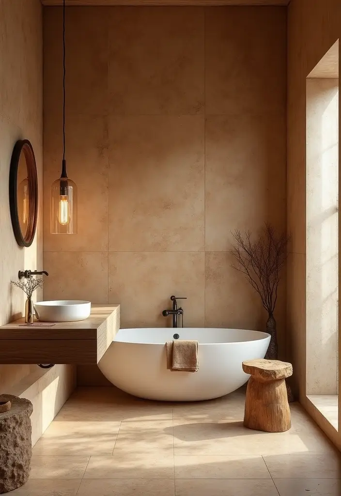 30+ Wallpaper Bathroom Ideas That Instantly Upgrade Your Space 22 30+ Wallpaper Bathroom Ideas That Instantly Upgrade Your Space - 22. Earthy Tones for a Natural Escape