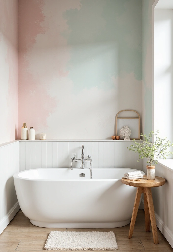 30+ Wallpaper Bathroom Ideas That Instantly Upgrade Your Space 25 30+ Wallpaper Bathroom Ideas That Instantly Upgrade Your Space - 25. Soft Pastels for a Gentle Touch