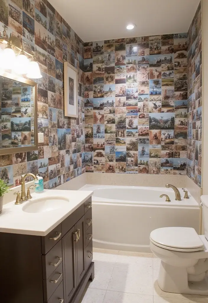 30+ Wallpaper Bathroom Ideas That Instantly Upgrade Your Space 29 30+ Wallpaper Bathroom Ideas That Instantly Upgrade Your Space - 29. Personalized Photos and Images