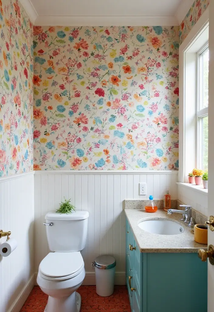 30+ Wallpaper Bathroom Ideas That Instantly Upgrade Your Space 7 30+ Wallpaper Bathroom Ideas That Instantly Upgrade Your Space - 7. Playful Patterns for a Fun Vibe