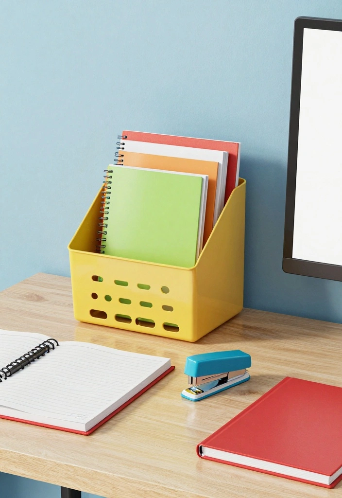 10 Elementary Office Decorating Ideas for Friendly Organized Spaces - 5. Colorful Office Accessories