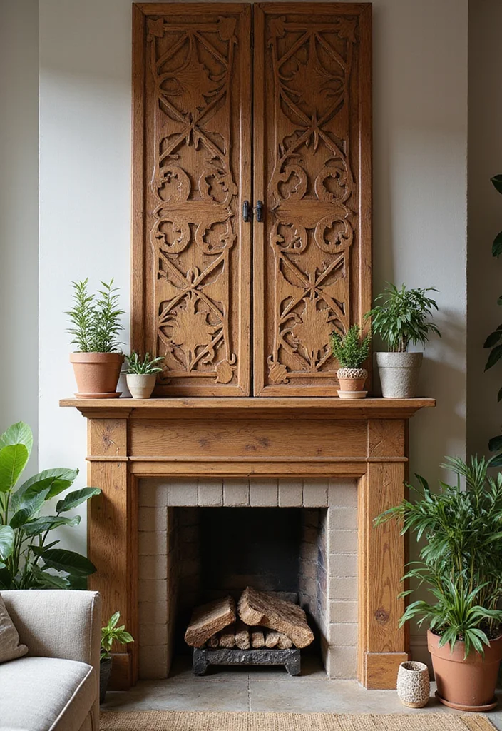 10 Fireplace Cover Ideas for Clean Seasonal Solutions - 1. Natural Wood Screens