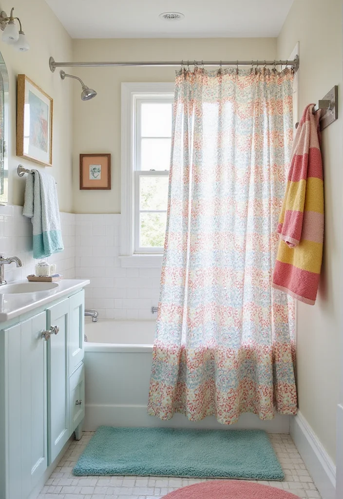 10 Shower Door Curtain Ideas for Simple Added Privacy - 4. Natural Cotton Delights