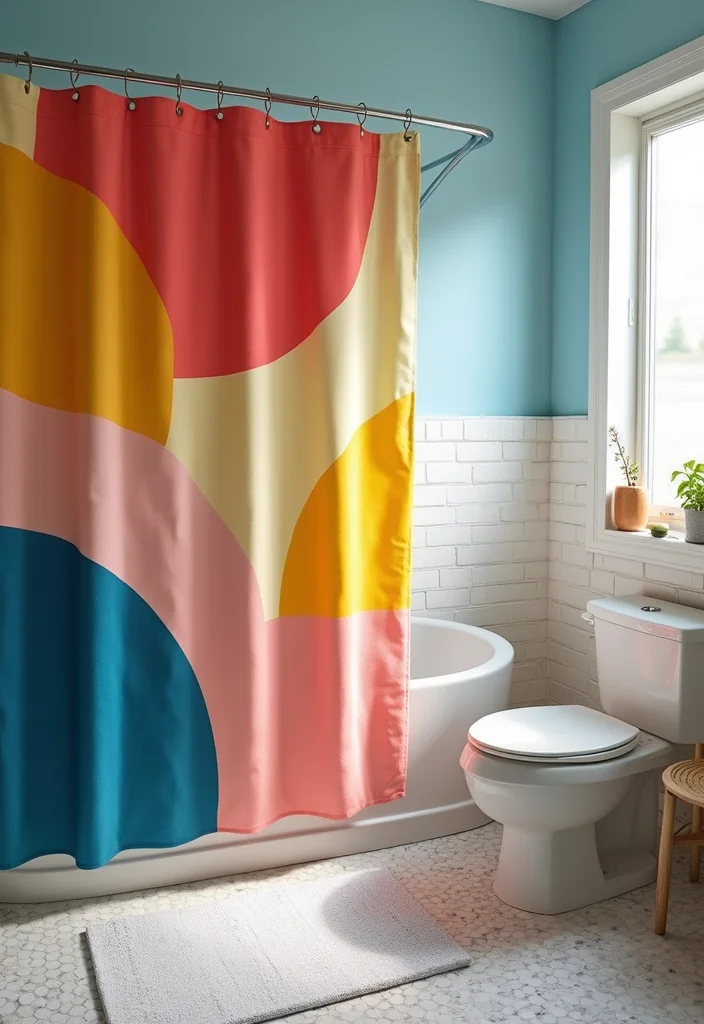 10 Shower Door Curtain Ideas for Simple Added Privacy - 8. Artistic Canvas Creations