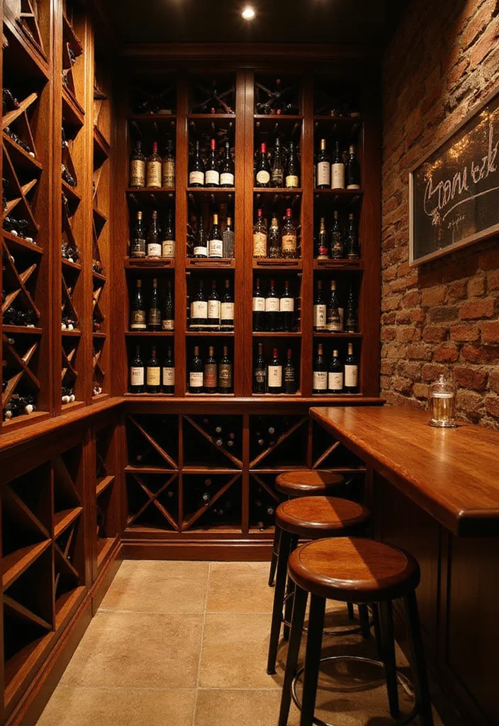 10 Small Bar Basement Ideas for Compact Stylish Setups - 4. Elegant Wine Cellar Style