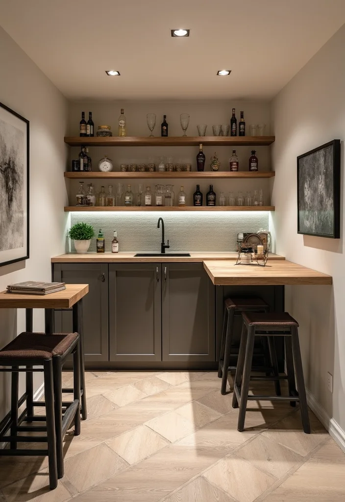 10 Small Bar Basement Ideas for Compact Stylish Setups - 7. Smart Storage with Multi-Functional Furniture