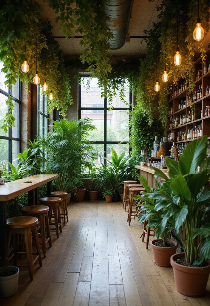 10 Small Bar Basement Ideas for Compact Stylish Setups - 9. Green Oasis with Indoor Plants