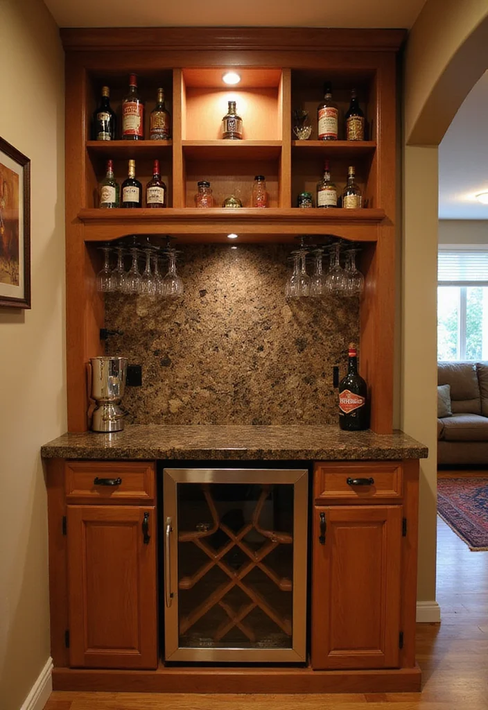 12 Basement Dry Bar Ideas for Simple Low Maintenance Entertaining - 8. Built-In Bar Nook