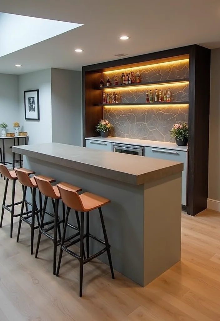 12 Basement Dry Bar Ideas for Simple Low Maintenance Entertaining - 9. DIY Concrete Bar