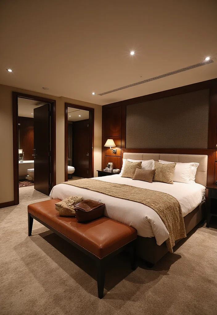 12 Basement Guest Suite Ideas for Private Comfortable Stays - 6. Luxurious Hotel Experience
