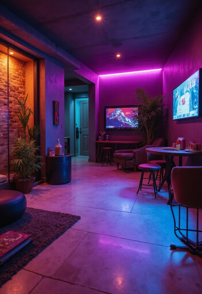 12 Basement Lighting Ideas for Bright Safe Spaces - 9. Color-Changing Smart Lights