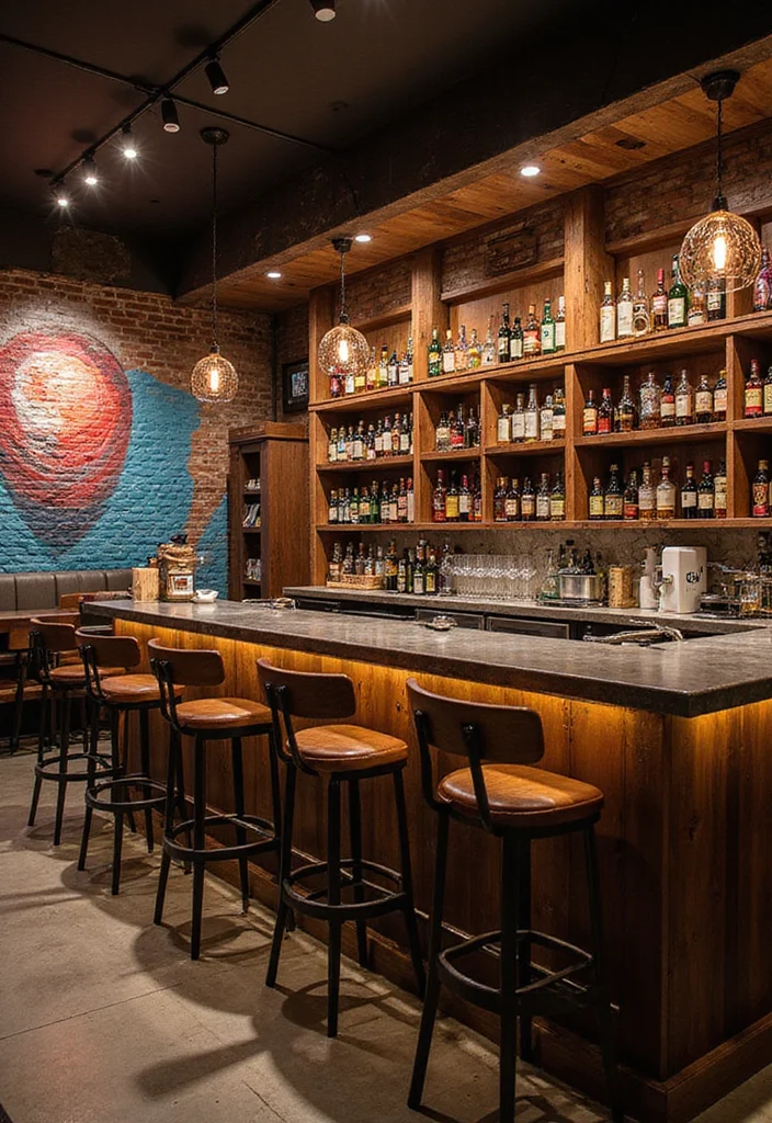 12 Basement Wet Bar Ideas for Fun Social Entertaining - 12. Artistic Flair