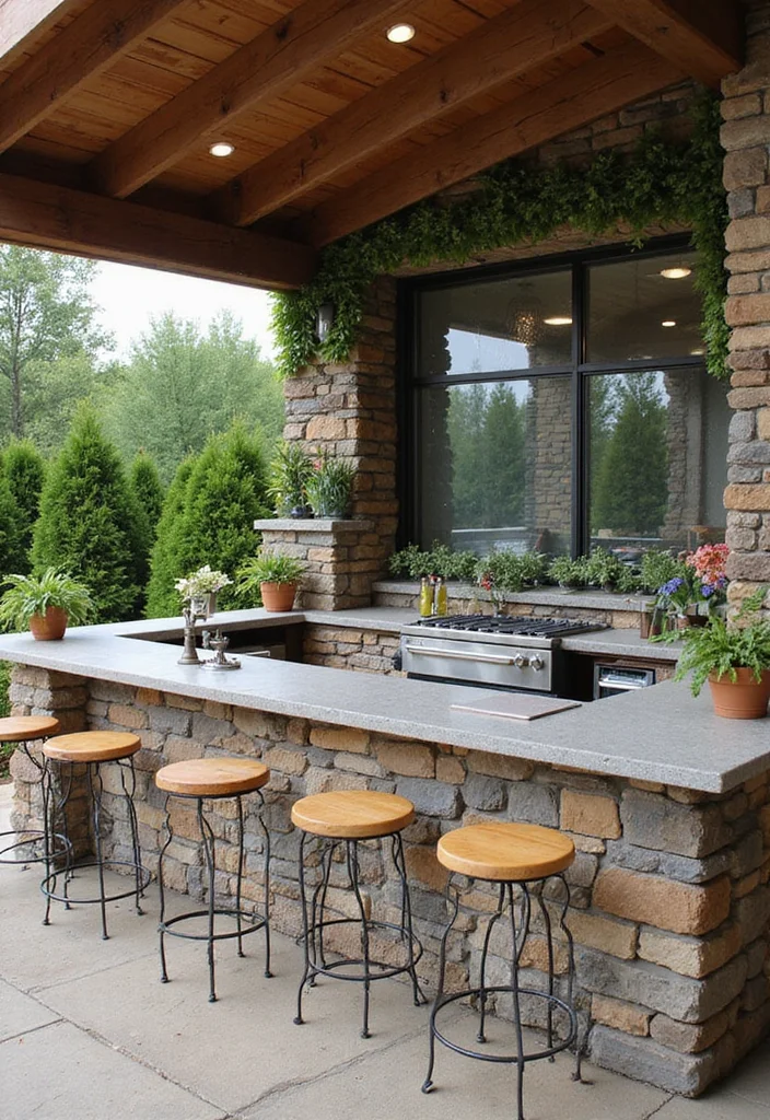 12 Basement Wet Bar Ideas for Fun Social Entertaining - 8. Outdoor-Inspired Wet Bar