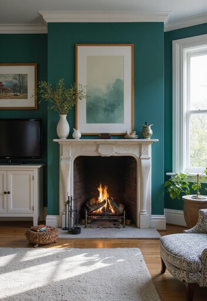 12 Cozy Fireplace Room Ideas for Warm Inviting Spaces - 11. Bold Color Choices