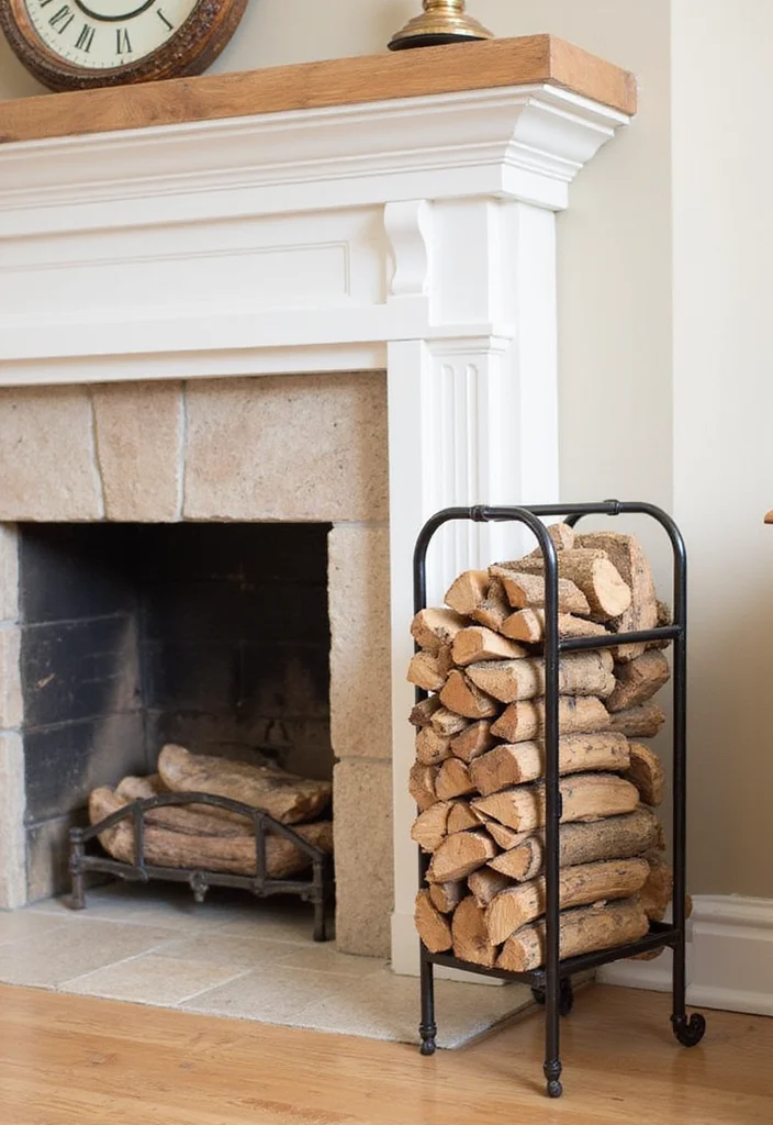 12 Cozy Fireplace Room Ideas for Warm Inviting Spaces - 9. Creative Wood Storage Solutions