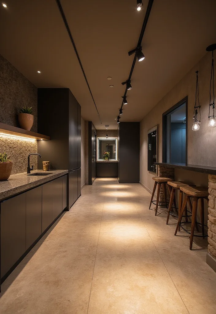 12 Dark Basement Ideas for Warm Brightened Makeovers - 10. Functional Zones with Lighting