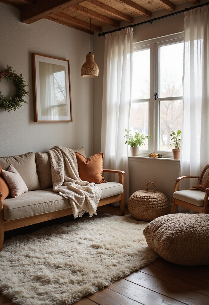 12 Dark Basement Ideas for Warm Brightened Makeovers - 3. Warm Textiles for Comfort