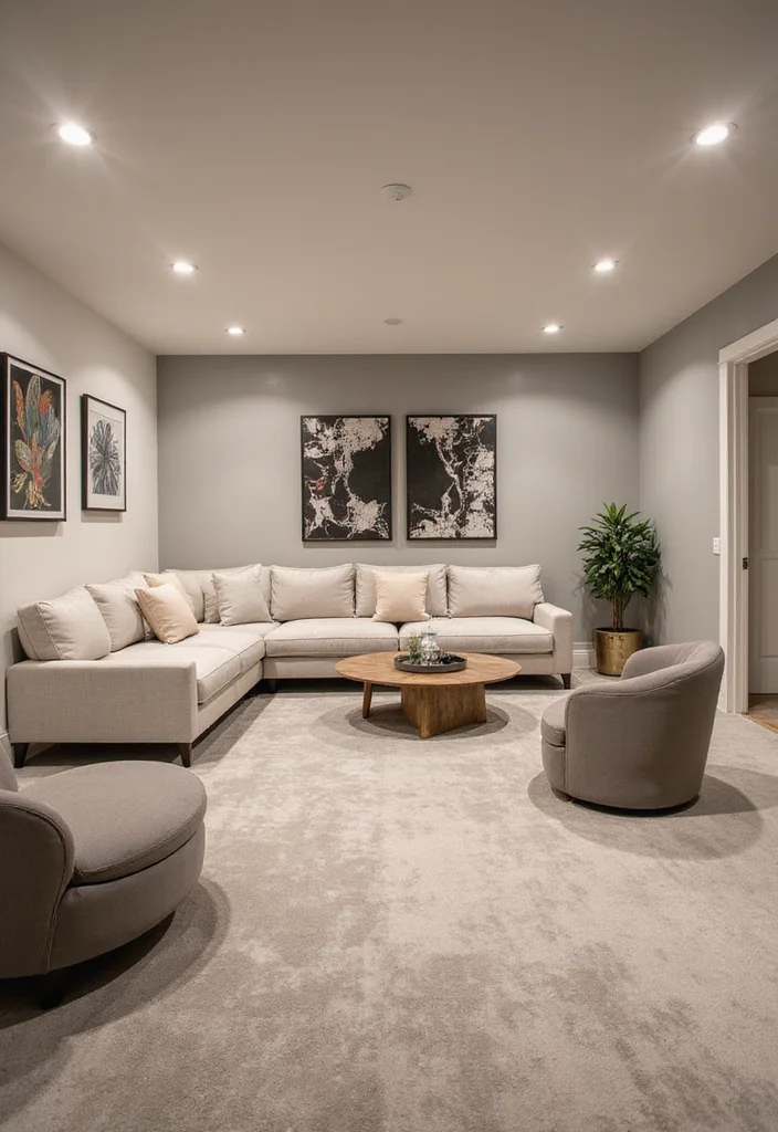 12 Dark Basement Ideas for Warm Brightened Makeovers - 4. Fun Furniture Choices