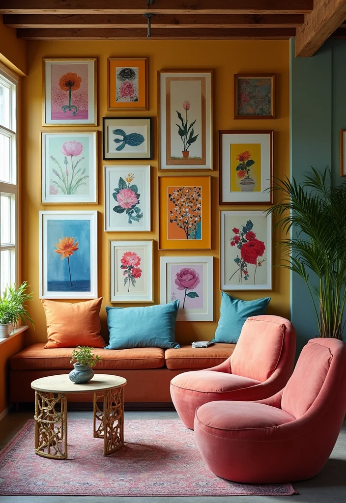 12 Dark Basement Ideas for Warm Brightened Makeovers - 7. Creative Wall Art Displays