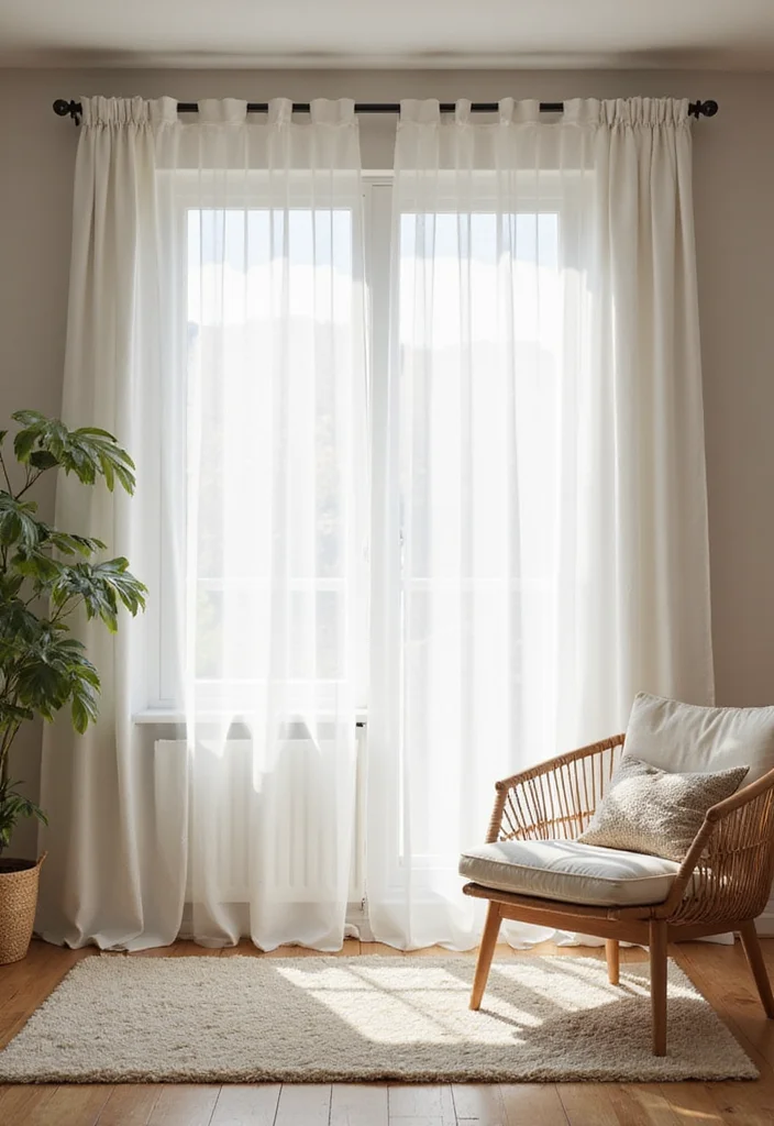 12 Divider Curtain Ideas for Easy Space Separation - 1. Sheer Elegance