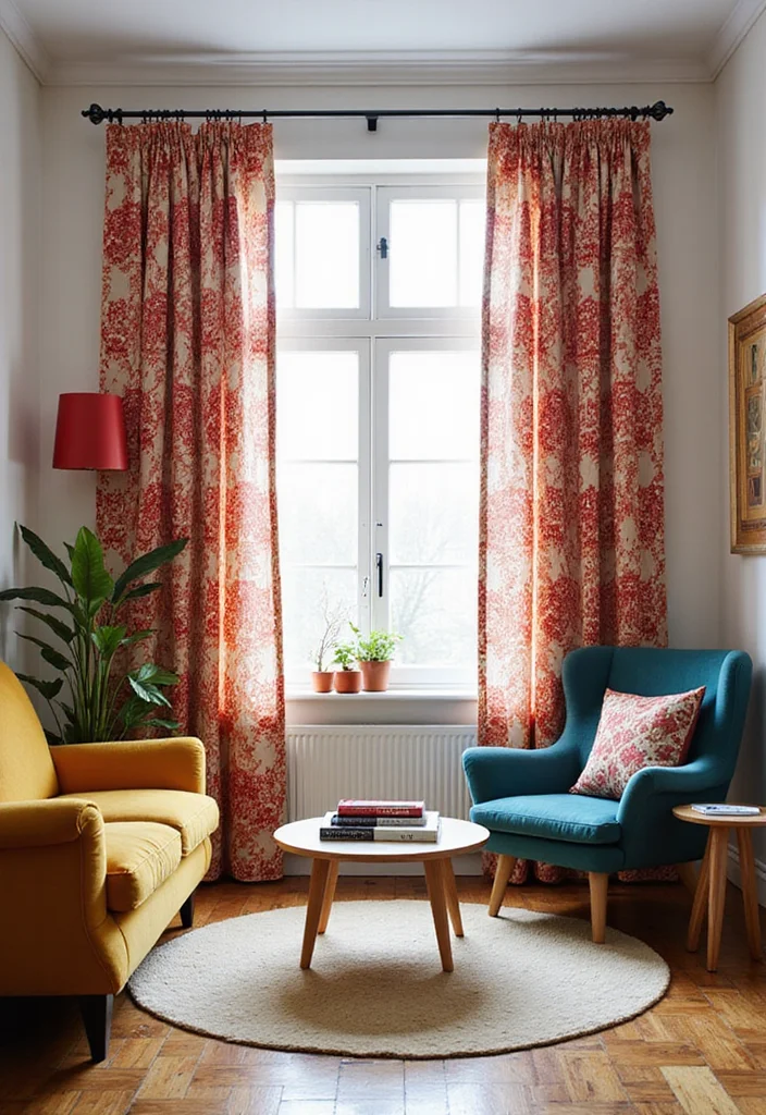12 Divider Curtain Ideas for Easy Space Separation - 2. Bold Prints