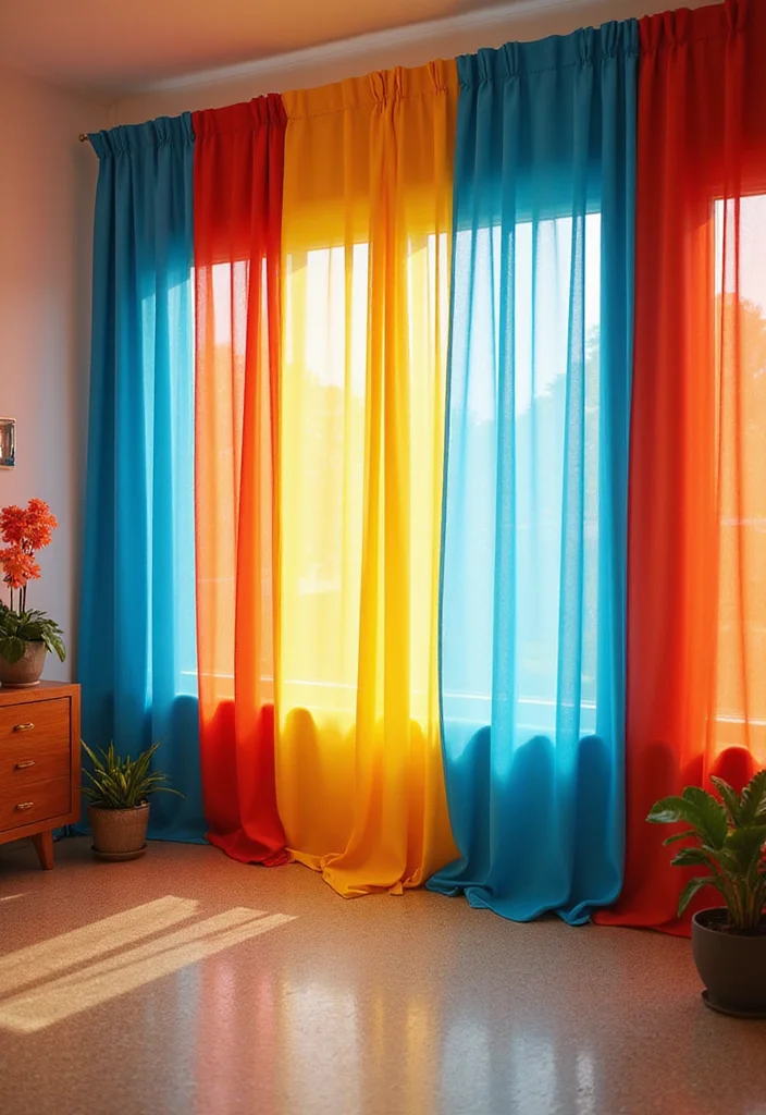 12 Divider Curtain Ideas for Easy Space Separation - 6. Color Blocking
